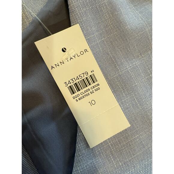 NWT Ann Taylor Blue Textured Stretch Side Tuck Wrap Sheath Dress Size 10 $159 - Picture 6 of 15